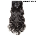 HAIRRO 17" Women  16 Clips Long Straight Synthetic Hair Extensions Clips in High Temperature Fiber Black Brown Hairpiece