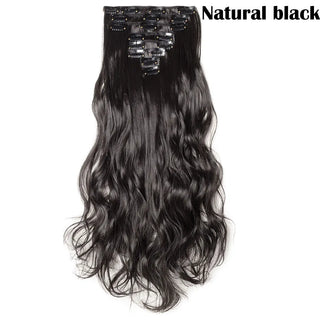 Buy natural-black HAIRRO 17&quot; Women  16 Clips Long Straight Synthetic Hair Extensions Clips in High Temperature Fiber Black Brown Hairpiece