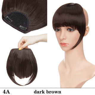 Buy dark-brown HAIRRO 8&quot; Short Synthetic Bangs Heat Resistant Hairpieces Hair Women Natural Short Fake Hair Bangs Hair Clips on Bangs 24 Colors