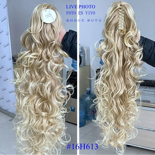 Buy 16h613 Luxury for Braiding 76cm 210g  Long Wavy High Temperature Fiber Synthetic Hair Pieces Claw Clip Ponytail Extensions for Women