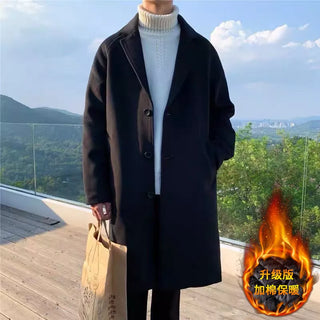 Buy blackthick-15-0c LAPPSTER Men Korean Fashion Winter Jacket Coats 2023 Wool Coat Mens Oversized Harajuku Overcoat Male Japanese Streetwear Jackets