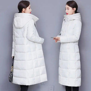 Buy white 2024 Women&#39;s Winter Coats Long Section Warm Down Basic Jacket Coat Fashion Slim Outwear Female Korean Large Size Jackets M-6xl