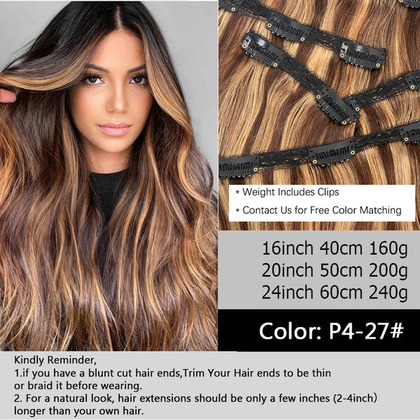 MRSHAIR Big Volume 24inch 240G Clip in Human Hair Extensions Seamless Clip in Hair Pieces 6PCS FULL Head for Thick Raw Hair