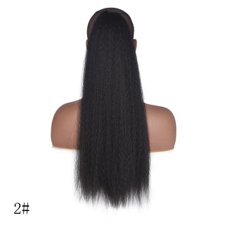 Buy 2 22 Inch Afro Long Straight Drawstring Ponytail Synthetic Yaki Hair Bun Pony Tail Clip in Hair Extensions for Black Women