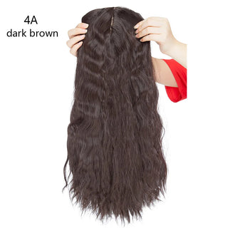 Buy dark-brown HAIRRO 20&#39;&#39; Water Wave Clip in Hair Pieces Black Brown Long Corn Wave Synthetic Hair Pieces for Women