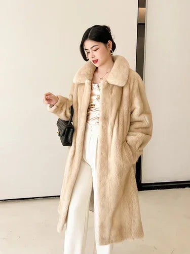 2023 Winter Real Fur Coat Women Clothing Female Whole Sable Mink Fur Jakcet Ladies Knee Length Sable Coats Women Abrigos FCY4210