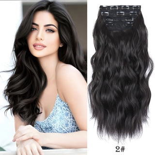 Buy wavy-2 Leeons Synthetic Hair 11Clips in Hair Extension Body Wave 20&quot;Hair Extension Clip for Women Synthetic Hair Extensions Brown Ombre