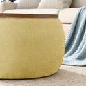 Round Storage Ottoman, 2 in 1 Function, Work as End Table and Ottoman,  Yellow  (25.5"x25.5"x14.5")