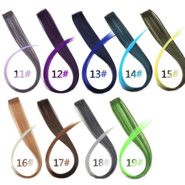 Lupu Synthetic 22 Inch Strands of Hair on Hairpins Long Straight Hair Extension Colorful Hair Clip Girl Natural Rainbow Hair