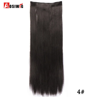 Buy 4 AOSIWIG Long Straight Natural Fake Hairpieces Black Brown Color  High Temperture Synthetic 5 Clip in Hair Extensions for Women