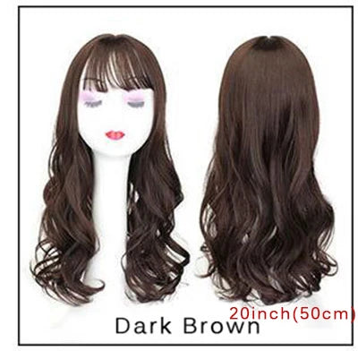 Natural Wave Women Synthetic Hair Light Brown One-Piece Hair Extension With Bangs High Temperature Fiber Clip-In Hairpieces