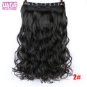 WTB Synthetic Long Straight 5 Clip in Hair Extensions 3/4 Full Head Hairpieces Natural Black to Grey Ombre Two Tones Fake Hair