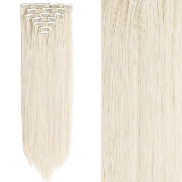 22Inch Long Straight Wavy Hair Extension 7Pcs/Set 16 Clips High Tempreture Synthetic Hairpiece Clip in Hair Extensions