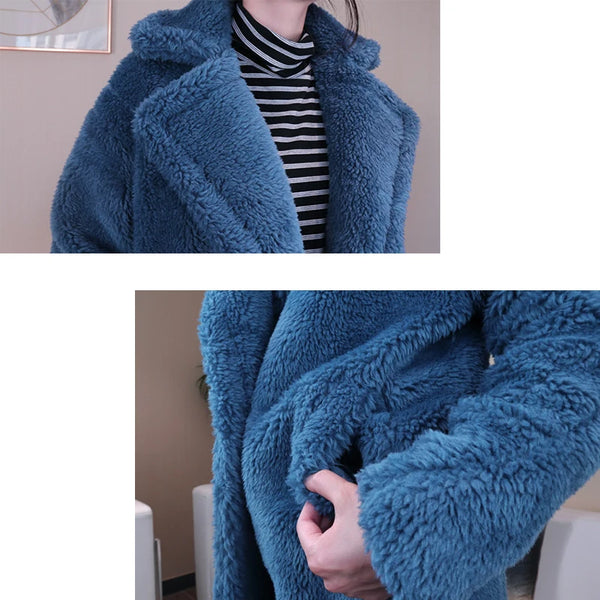 Winter Faux Fur Teddy Coat Women High Street Oversized Teddy Jackets and Coats Ladies Outwear Parka Warm Shaggy Coat