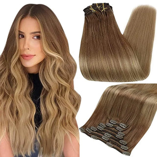 Buy 10-14 Full Shine Human Hair Extensions Clip in Hair Extensions Human Hair 7PCS 105G Double Weft Hair Extensions Human Hair for Woman