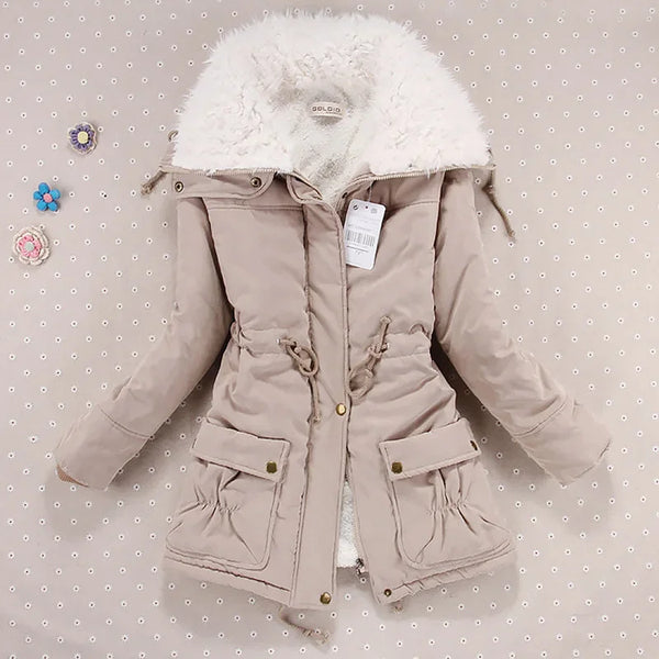 Women Winter Jackets Thicken Hooded Long Down Jacket Women Coats Slim Fit Hair Collar Cotton-Padded Clothes Women Down Coats