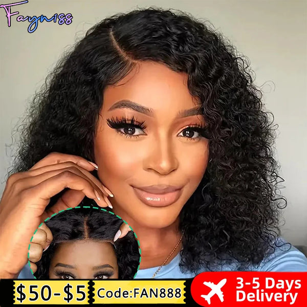 Fayniss Glueless Water Wave Bob Wigs for Women Glueless Short Bob Wig 100% Human Hair Wigs Pre Cut Lace