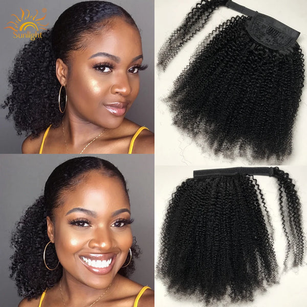 Afro Kinky Curly Ponytail Human Hair Ponytail Extensions Wrap Around Ponytail Kinky Straight Remy Brazilian Hair Ponytails Curly