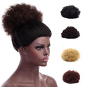 Silike Synthetic Short Afro Puff Hair Bun High Temperature Drawstring Warp Pony Tail Clip in Hair Extension Kinky Curly Hair Bun