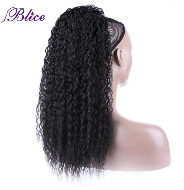 Blice Synthetic Afro Kinky Curly Hairpiece Ponytail 18" Drawstring Ponytail Extensions Hairpieces With Two Plastic Combs