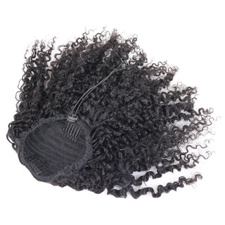 Kinky Curly Ponytail for Women Brazilian 3B 3C Natural Black Clip in Ponytails Human Hair Extensions Remy