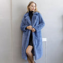 New Women Long Loose Winter Faux Fur Coat Soft Women Street Style Faux Leather Coats