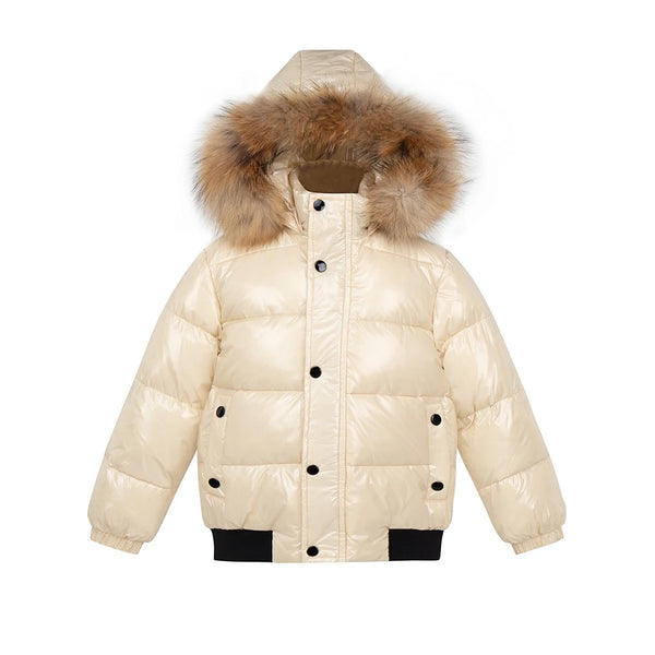 Unisex Winter Coat Down Jacket for Boys Clothes 2-14 Y Children's Clothing Thicken Outerwear & Coats With Nature Fur Parka Kids