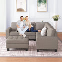 Sectional Corner Sofa L-Shape Couch Space Saving With Storage Ottoman & Cup Holders Design for Large Space Dorm Apartmen