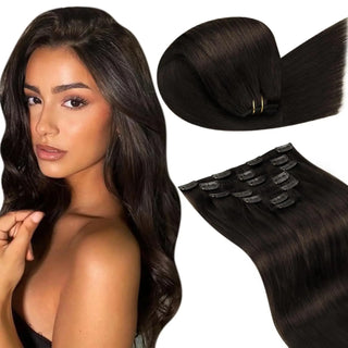 Buy 2 LaaVoo Human Hair Clip in Extensions 7Pcs Real Remy Hair Extensions Clip in Human Hair Black Hair Straight Natural Hair Blonde