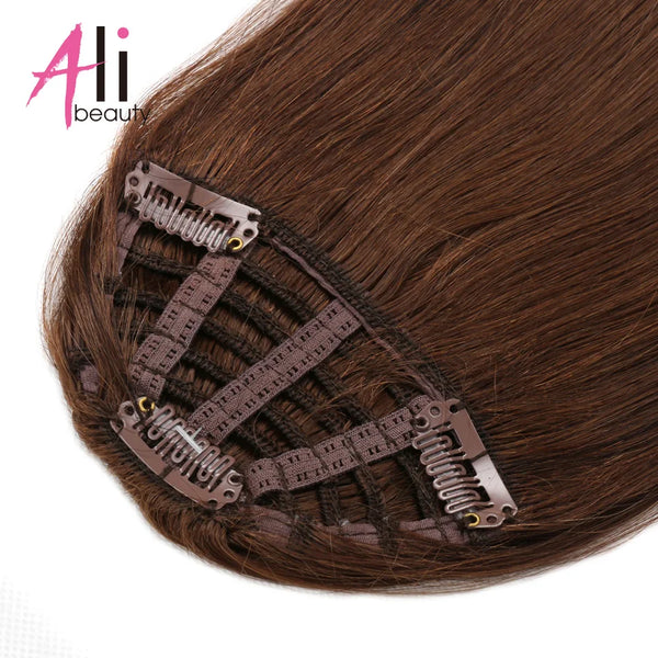 3 Clips Human Hair Bangs Remy Straight Clip in Hair Extensions Gradient Bangs 3D Blunt Cut Natural Hair Fringe Hairpiece