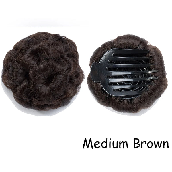 BENEHAIR 65g Curly Chignon Clip in Hair Extension Donut Chignon Hair Bun Hairpiece for Women Synthetic High Temperature Hair