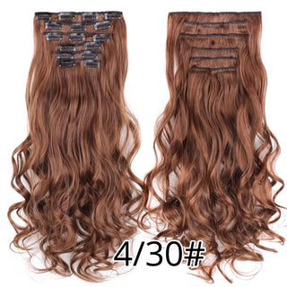 Buy curly-4-30 Leeons 16Clips Long Straight Synthetic Clip on Hair Extensions Cheveux Clip Naturel High Temperature Fiber Black Brown Hairpiece