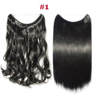 Buy dark-black HAIRRO 20 Inches Wave Hair Extensions No Clip in Ombre Blonde Black Hair Synthetic Natural Hidden Secret False Hair Piece