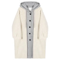 Autumn and Winter Korean Version the New Fake Two Long Cardigan Coat Female Y2K Fashion Lamb Hair Lazy Wind Hooded Woolen Coats