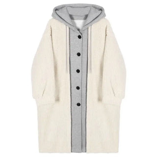 Buy 15 Autumn and Winter Korean Version the New Fake Two Long Cardigan Coat Female Y2K Fashion Lamb Hair Lazy Wind Hooded Woolen Coats