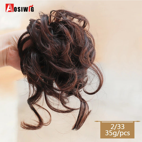 AOSIWIG Synthetic Long Curly Chignons Hair Tails Clip in Hair Extensions Fake Hair Pieces Heat Resistant Chignons for Women