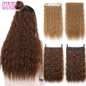 WTB Synthetic 60cm Long Wavy 5 Clip in One Pieces Hair Extensions High Tempreture Fiber Black Brown for Women Hairpieces