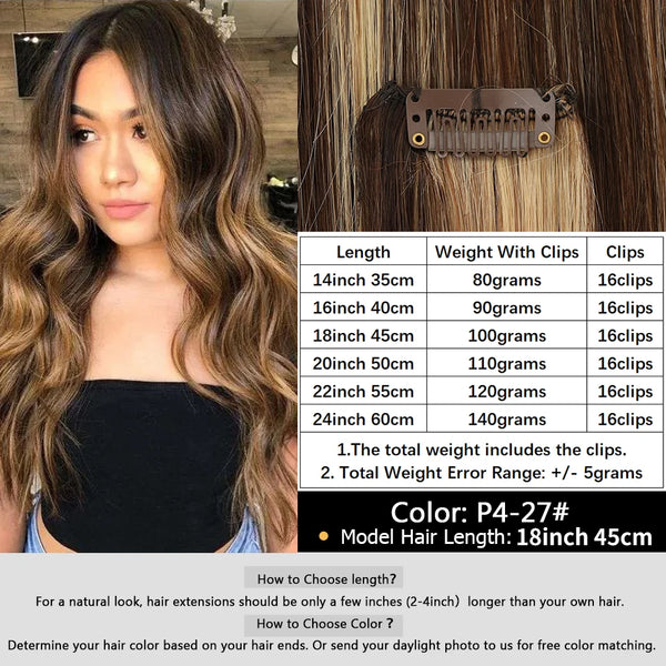 MRSHAIR Clip in Hair Extension Human Hair Real Natural Clip in Hair Extension Double Weft Full Head 7PCS Clip Ins for Add Volume