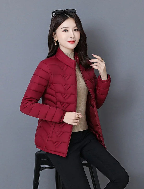 2020 Autumn Winter Jackets Middle-Aged Women's Down Cotton Coat Stand-Up Collar Large Size Thin  and Light Warm Coats Outwear 5X