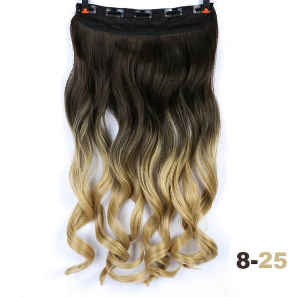 XUANGUANG Long Synthetic Hair 5 Clips in Hair Extension Heat Resistant Hairpiece Natural Wavy Hair Piece