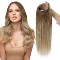 Full Shine Half Wig Clip in One Piece  U Part Wig Extensions Ombre Color 100% Machine Remy Hair Straight Human Hair Extensions