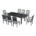 Rustic Extendable 84inch Dining Table Set With 24inch Removable Leaf , 6 Upholstered Armless Dining Chairs and 2 Padded