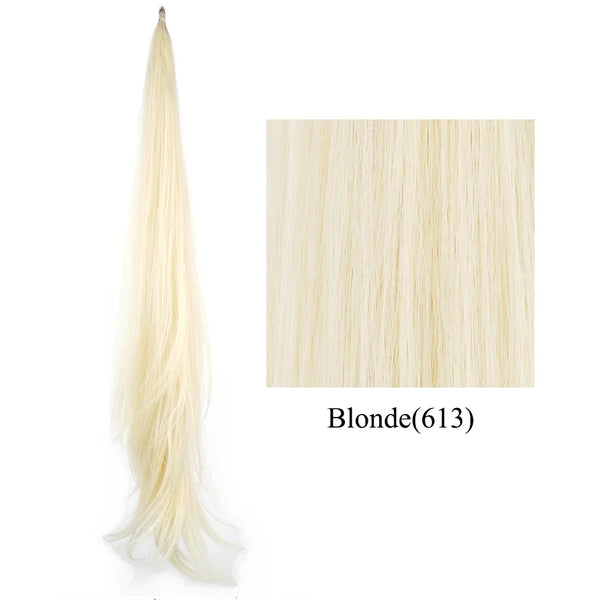 Soowee Long Layered Ponytail Synthetic Hair Extension Blonde Pony Tail Flexible Hair Ponytails Hairpieces