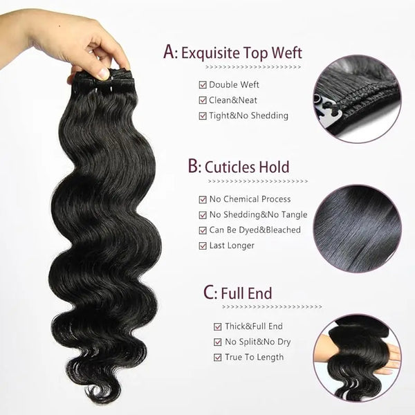 Brazilian Body Wave Clip in Human Hair Extensions 8 Pcs/Set Natural Color Clip Ins Remy Hair 10-26 Inches 120Gram Soft Feel Hair