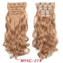 16 Clips Clip in Hair Extension Long Synthetic Hair Heat Resistant Hairpiece Natural Wavy Ombre Hair Piece 6Pcs/Set 20Inch LIHUI