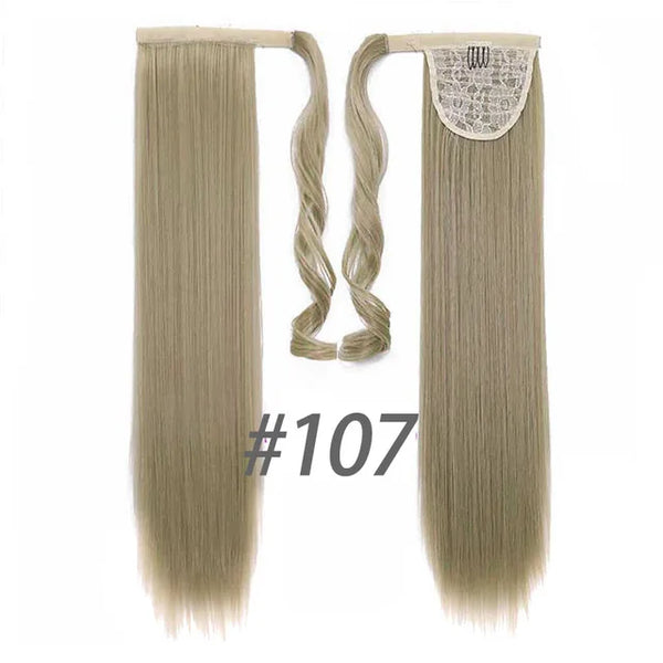 MANWEI Synthetic Long Straight Ponytail Hair Extensions Heat Resistant Hair 24“120g Wrap Around Pony Hairpiece for Women