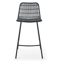 Set of 2, Natural Rattan Indoor Counter Chair , Black Finish Steel Legs,Black  (17.5"x20"x34")