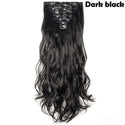 HAIRRO 17" Women  16 Clips Long Straight Synthetic Hair Extensions Clips in High Temperature Fiber Black Brown Hairpiece