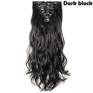 Buy dark-black HAIRRO 17&quot; Women  16 Clips Long Straight Synthetic Hair Extensions Clips in High Temperature Fiber Black Brown Hairpiece