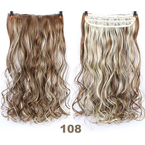 XUANGUANG Long Synthetic Hair 5 Clips in Hair Extension Heat Resistant Hairpiece Natural Wavy Hair Piece